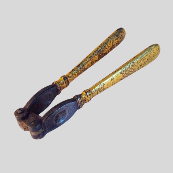 Attractive pair of early 19th Century gilded and blued steel nutcrackers